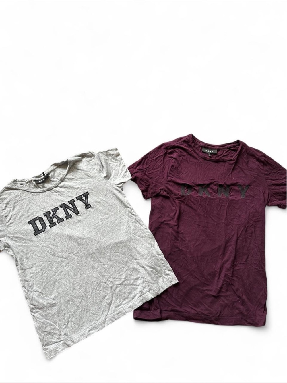 Women’s Gray and plum burgundy DKNY t-shirts bundle #bundle #designer size mediu